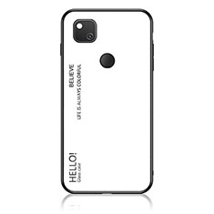 Custodia Silicone Specchio Laterale Sfumato Arcobaleno Cover LS1 per Google Pixel 4a Bianco