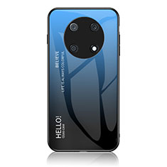 Custodia Silicone Specchio Laterale Sfumato Arcobaleno Cover LS1 per Huawei Enjoy 50 Pro Blu