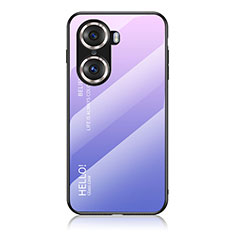 Custodia Silicone Specchio Laterale Sfumato Arcobaleno Cover LS1 per Huawei Honor 60 5G Lavanda