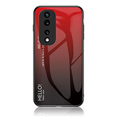 Custodia Silicone Specchio Laterale Sfumato Arcobaleno Cover LS1 per Huawei Honor 70 Pro 5G Rosso