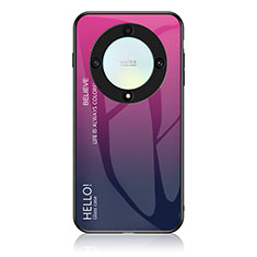 Custodia Silicone Specchio Laterale Sfumato Arcobaleno Cover LS1 per Huawei Honor Magic5 Lite 5G Rosa Caldo