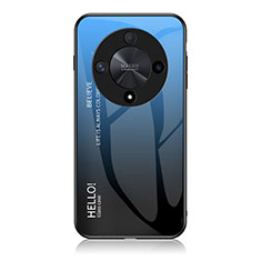 Custodia Silicone Specchio Laterale Sfumato Arcobaleno Cover LS1 per Huawei Honor Magic6 Lite 5G Blu