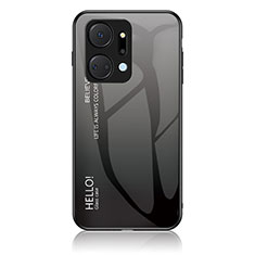 Custodia Silicone Specchio Laterale Sfumato Arcobaleno Cover LS1 per Huawei Honor X7a Grigio Scuro