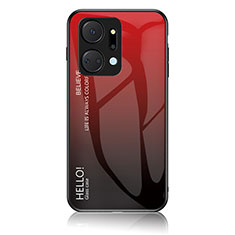 Custodia Silicone Specchio Laterale Sfumato Arcobaleno Cover LS1 per Huawei Honor X7a Rosso