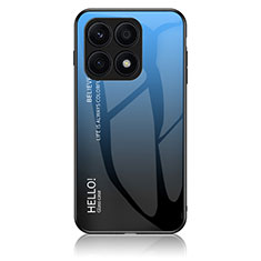 Custodia Silicone Specchio Laterale Sfumato Arcobaleno Cover LS1 per Huawei Honor X8a 4G Blu
