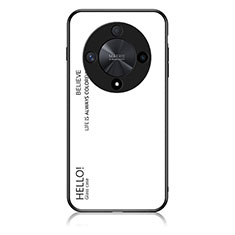 Custodia Silicone Specchio Laterale Sfumato Arcobaleno Cover LS1 per Huawei Honor X9b 5G Bianco