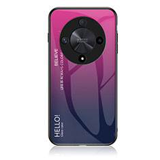 Custodia Silicone Specchio Laterale Sfumato Arcobaleno Cover LS1 per Huawei Honor X9b 5G Rosa Caldo