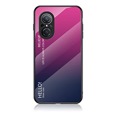Custodia Silicone Specchio Laterale Sfumato Arcobaleno Cover LS1 per Huawei Nova 9 SE Rosa Caldo