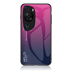 Custodia Silicone Specchio Laterale Sfumato Arcobaleno Cover LS1 per Huawei P60 Art Rosa Caldo