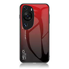 Custodia Silicone Specchio Laterale Sfumato Arcobaleno Cover LS1 per Huawei P60 Art Rosso