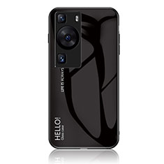 Custodia Silicone Specchio Laterale Sfumato Arcobaleno Cover LS1 per Huawei P60 Nero