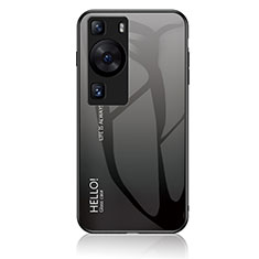 Custodia Silicone Specchio Laterale Sfumato Arcobaleno Cover LS1 per Huawei P60 Pro Grigio Scuro