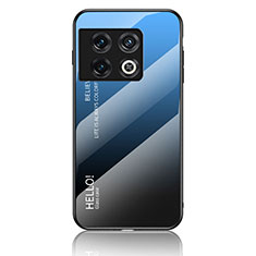 Custodia Silicone Specchio Laterale Sfumato Arcobaleno Cover LS1 per OnePlus 10 Pro 5G Blu