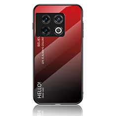 Custodia Silicone Specchio Laterale Sfumato Arcobaleno Cover LS1 per OnePlus 10 Pro 5G Rosso