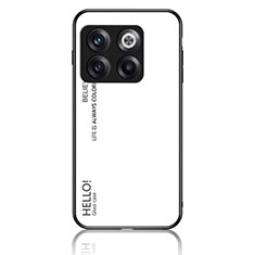 Custodia Silicone Specchio Laterale Sfumato Arcobaleno Cover LS1 per OnePlus 10T 5G Bianco