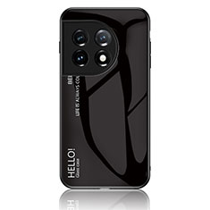Custodia Silicone Specchio Laterale Sfumato Arcobaleno Cover LS1 per OnePlus 11 5G Nero