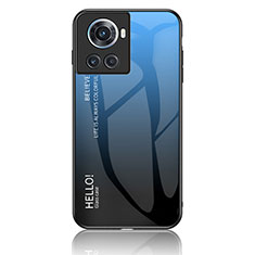 Custodia Silicone Specchio Laterale Sfumato Arcobaleno Cover LS1 per OnePlus Ace 5G Blu