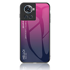 Custodia Silicone Specchio Laterale Sfumato Arcobaleno Cover LS1 per OnePlus Ace 5G Rosa Caldo