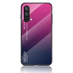 Custodia Silicone Specchio Laterale Sfumato Arcobaleno Cover LS1 per OnePlus Nord CE 5G Rosa Caldo