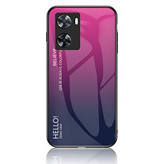 Custodia Silicone Specchio Laterale Sfumato Arcobaleno Cover LS1 per OnePlus Nord N20 SE Rosa Caldo