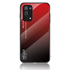 Custodia Silicone Specchio Laterale Sfumato Arcobaleno Cover LS1 per OnePlus Nord N200 5G Rosso