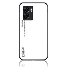 Custodia Silicone Specchio Laterale Sfumato Arcobaleno Cover LS1 per OnePlus Nord N300 5G Bianco