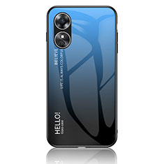 Custodia Silicone Specchio Laterale Sfumato Arcobaleno Cover LS1 per Oppo A17 Blu