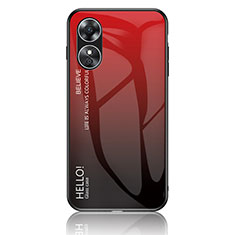 Custodia Silicone Specchio Laterale Sfumato Arcobaleno Cover LS1 per Oppo A17 Rosso
