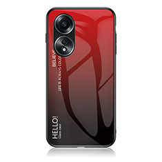 Custodia Silicone Specchio Laterale Sfumato Arcobaleno Cover LS1 per Oppo A38 Rosso