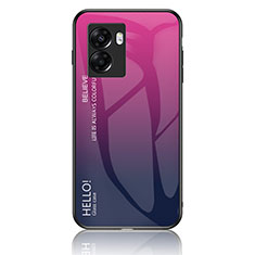 Custodia Silicone Specchio Laterale Sfumato Arcobaleno Cover LS1 per Oppo A56S 5G Rosa Caldo