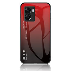 Custodia Silicone Specchio Laterale Sfumato Arcobaleno Cover LS1 per Oppo A56S 5G Rosso