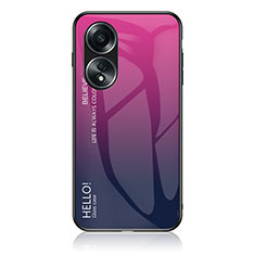 Custodia Silicone Specchio Laterale Sfumato Arcobaleno Cover LS1 per Oppo A58 4G Rosa Caldo