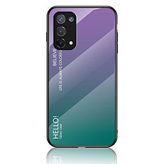 Custodia Silicone Specchio Laterale Sfumato Arcobaleno Cover LS1 per Oppo A74 4G Multicolore