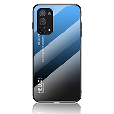 Custodia Silicone Specchio Laterale Sfumato Arcobaleno Cover LS1 per Oppo A95 4G Blu