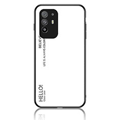 Custodia Silicone Specchio Laterale Sfumato Arcobaleno Cover LS1 per Oppo F19 Pro+ Plus 5G Bianco