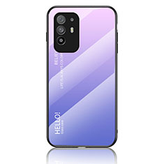 Custodia Silicone Specchio Laterale Sfumato Arcobaleno Cover LS1 per Oppo F19 Pro+ Plus 5G Lavanda