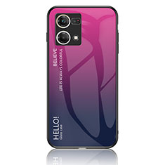 Custodia Silicone Specchio Laterale Sfumato Arcobaleno Cover LS1 per Oppo F21 Pro 4G Rosa Caldo