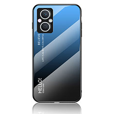 Custodia Silicone Specchio Laterale Sfumato Arcobaleno Cover LS1 per Oppo F21 Pro 5G Blu