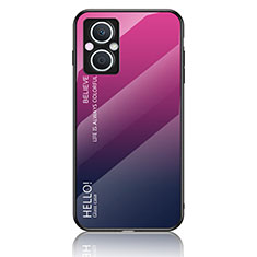 Custodia Silicone Specchio Laterale Sfumato Arcobaleno Cover LS1 per Oppo F21 Pro 5G Rosa Caldo