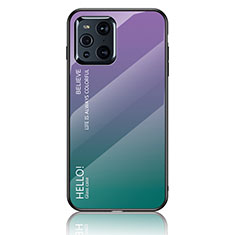 Custodia Silicone Specchio Laterale Sfumato Arcobaleno Cover LS1 per Oppo Find X3 Pro 5G Multicolore