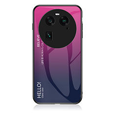 Custodia Silicone Specchio Laterale Sfumato Arcobaleno Cover LS1 per Oppo Find X6 5G Rosa Caldo