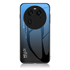 Custodia Silicone Specchio Laterale Sfumato Arcobaleno Cover LS1 per Oppo Find X6 Pro 5G Blu