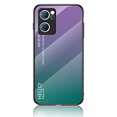 Custodia Silicone Specchio Laterale Sfumato Arcobaleno Cover LS1 per Oppo Reno7 5G Multicolore