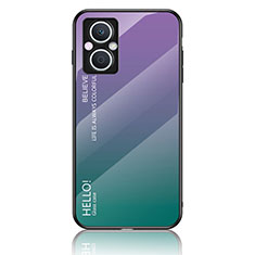 Custodia Silicone Specchio Laterale Sfumato Arcobaleno Cover LS1 per Oppo Reno7 Lite 5G Multicolore