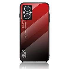 Custodia Silicone Specchio Laterale Sfumato Arcobaleno Cover LS1 per Oppo Reno7 Lite 5G Rosso