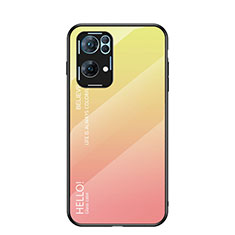 Custodia Silicone Specchio Laterale Sfumato Arcobaleno Cover LS1 per Oppo Reno7 Pro 5G Giallo