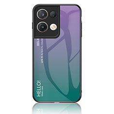 Custodia Silicone Specchio Laterale Sfumato Arcobaleno Cover LS1 per Oppo Reno8 Pro 5G Multicolore