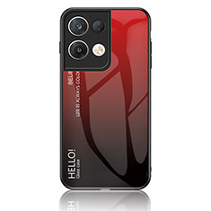 Custodia Silicone Specchio Laterale Sfumato Arcobaleno Cover LS1 per Oppo Reno8 Pro 5G Rosso