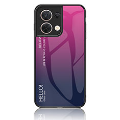 Custodia Silicone Specchio Laterale Sfumato Arcobaleno Cover LS1 per Oppo Reno9 5G Rosa Caldo