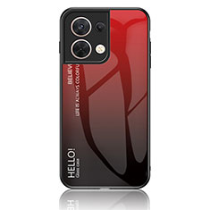 Custodia Silicone Specchio Laterale Sfumato Arcobaleno Cover LS1 per Oppo Reno9 5G Rosso